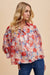 FLOWER PRINTED PIPING DETAIL BLOUSE WOVEN TOP Annie Wear 