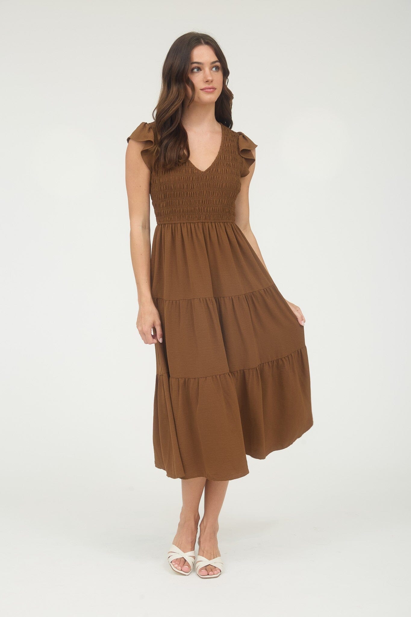 Flutter Sleeve Maxi Dress Dress SNAP-Something New And Pretty 
