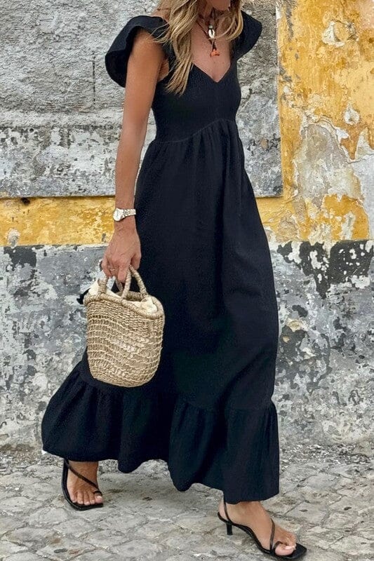 Flutter Sleeve Maxi Dress Shewin 