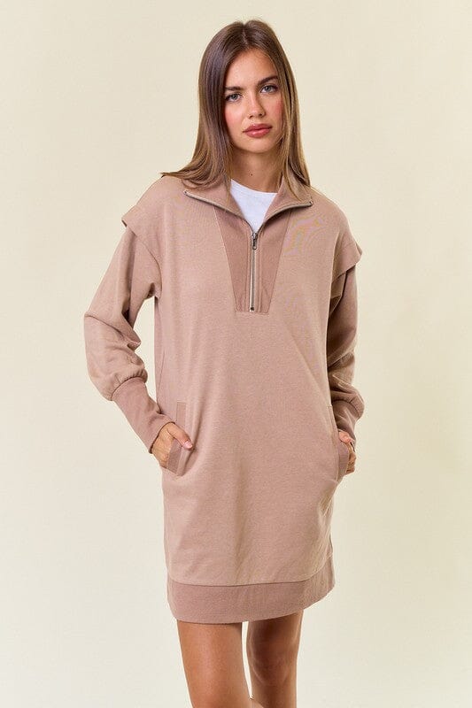 French Terry Quarter Zip Dress Doe & Rae 