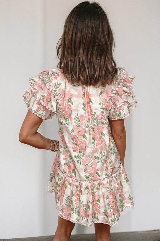 Fresh Floral Flutter Sleeve Dress Shewin 
