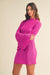 Fuchsia Ribbed Satin Bell Sleeve Dress Mable 