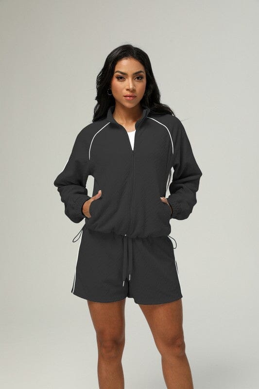 Full Zip Textured Set Asia Direct 