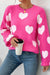Fuzzy Pink Heart Sweater Shiying 