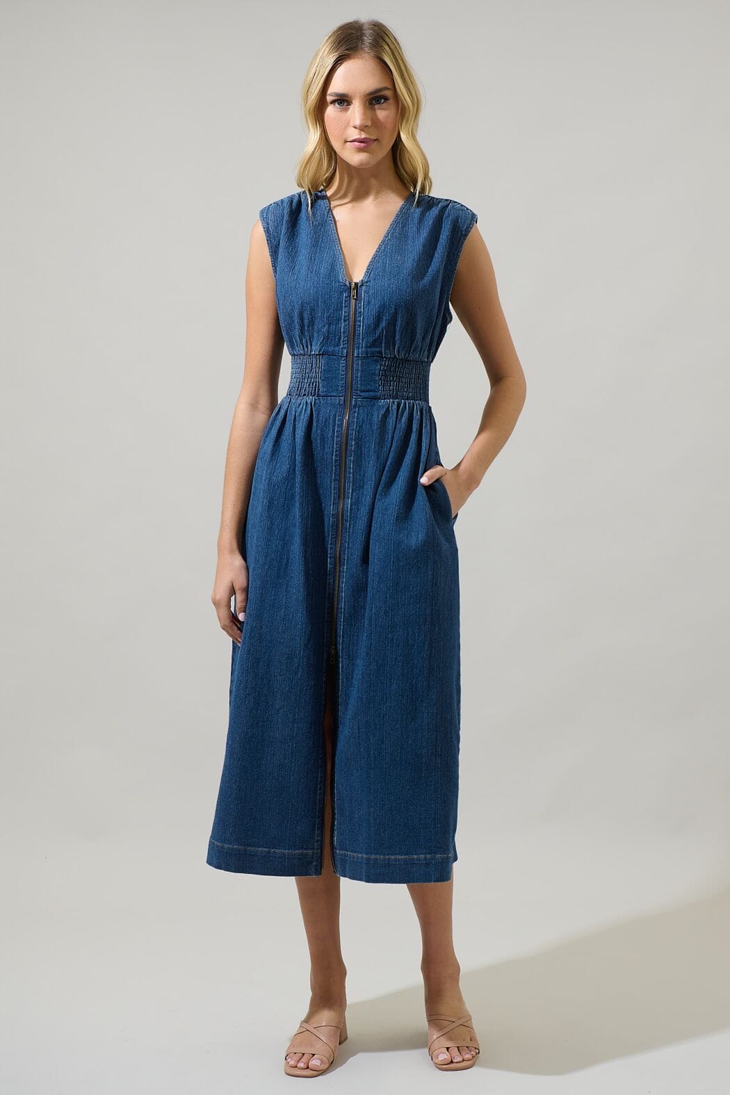 Gabriella Dual Zipper Denim Dress Sugarlips 