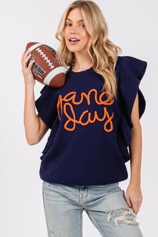 Game Day Script Flutter Sleeve Sweater sewn and seen 