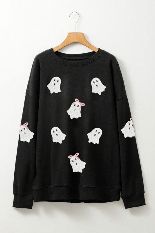 Ghost Sequin Bow Sweatshirt Shewin 