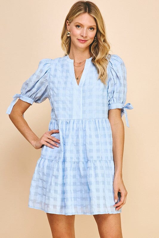 Gingham Bow Sleeve Dress Pinch 