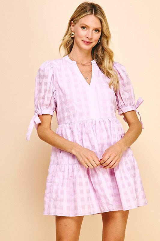 Gingham Bow Sleeve Dress Pinch 