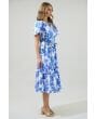 Glantis Blue Floral Button Up Midi Sugarlips 