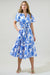 Glantis Blue Floral Button Up Midi Sugarlips 