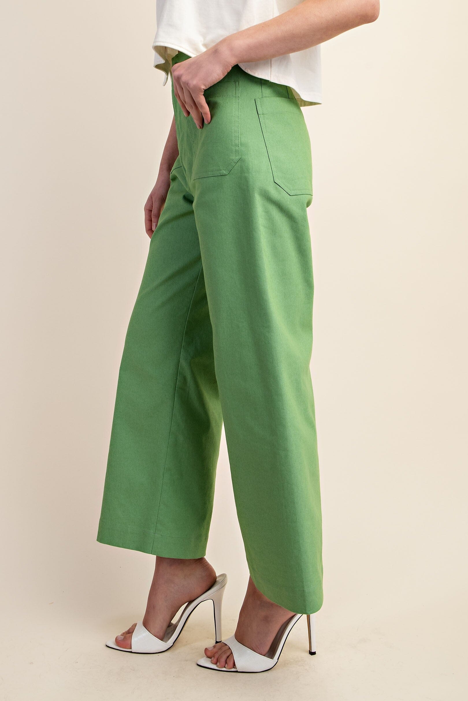 Green Ankle Cropped Summer Pants Gigio 