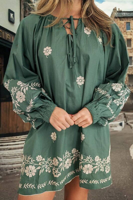 Green Embroidered Shift Dress Kentce 