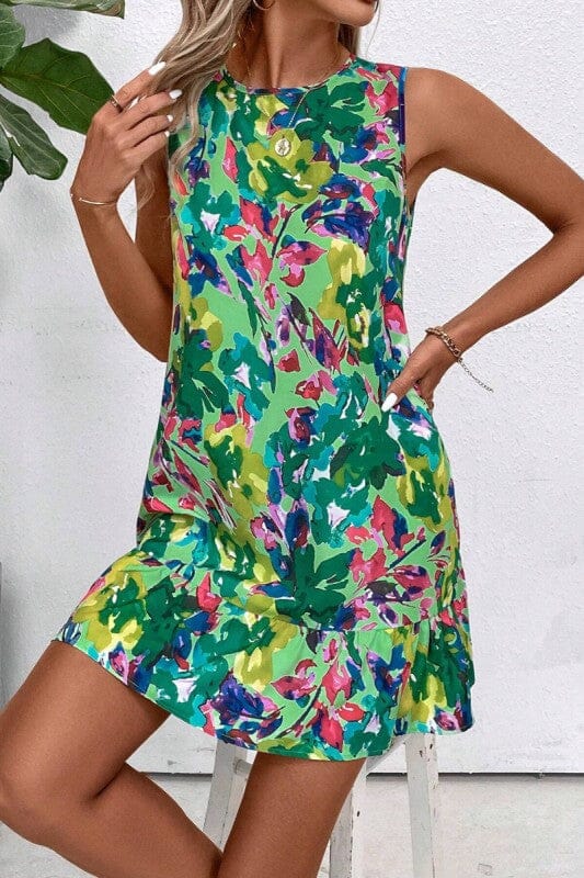 Green Floral Watercolor Dress Asia Direct 