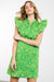 Green Flutter Sleeve Textured Dress thml 