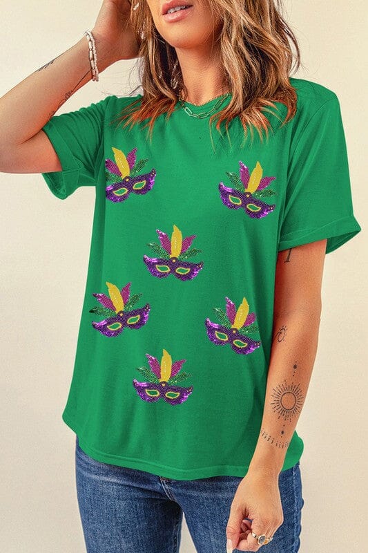 Green Mardi Gras Mask Tee Kentce 