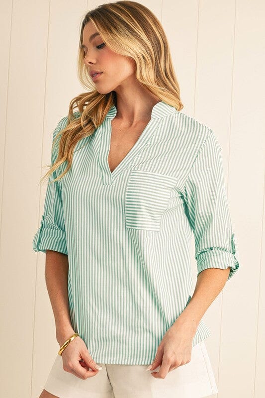 Green Striped Popover Shewin 