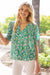 Green Swirl Smocked Sleeve Top Voy 