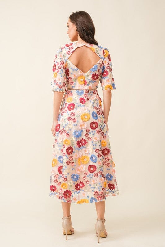 Half Sleeve Midi with 3D Flowers just me 