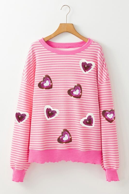 Heart Patch Sweater on Striped Shewin 