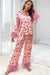 Heart Satin Feather Trimmed Pajamas Shewin 
