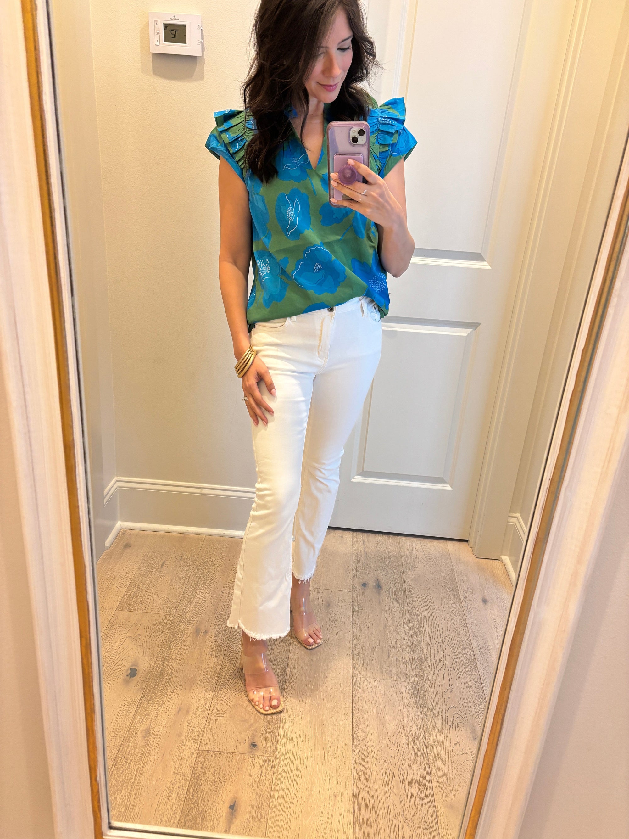 Hi-Rise White Cropped Flare Jeans Q2 