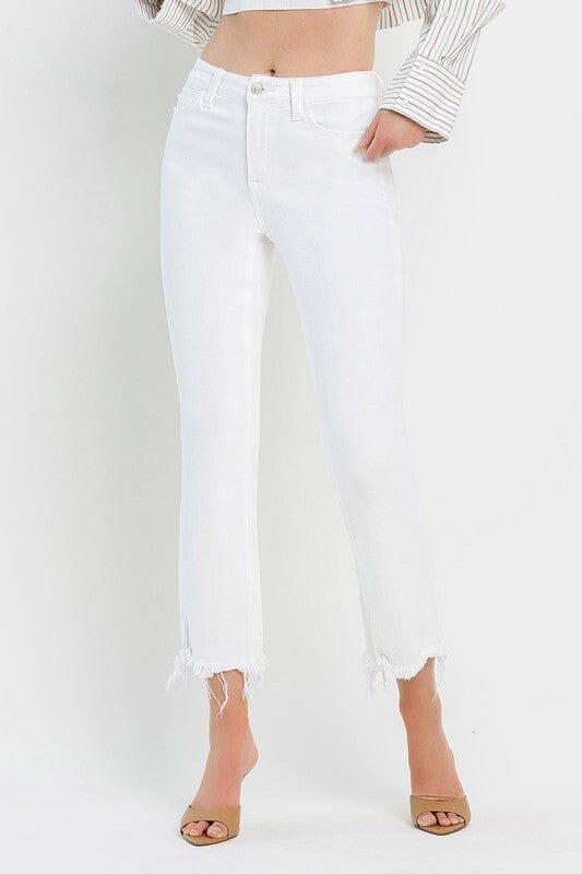 HIGH RISE UNEVEN RAW HEM CROP FLARE JEANS - ships MAY Vervet by Flying Monkey 