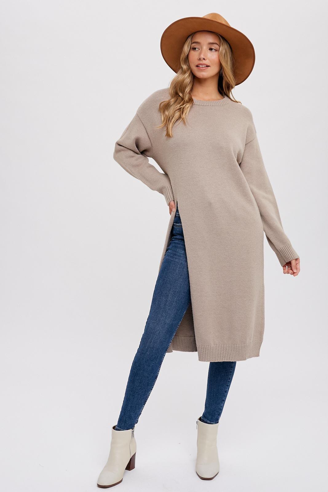 HIGH SLIT LONGLINE PULLOVER Bluivy 