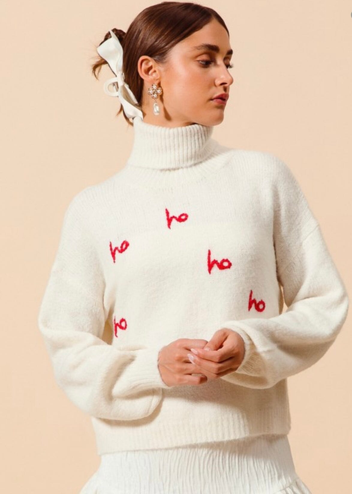 ho ho ho lettering turtleneck So Me 