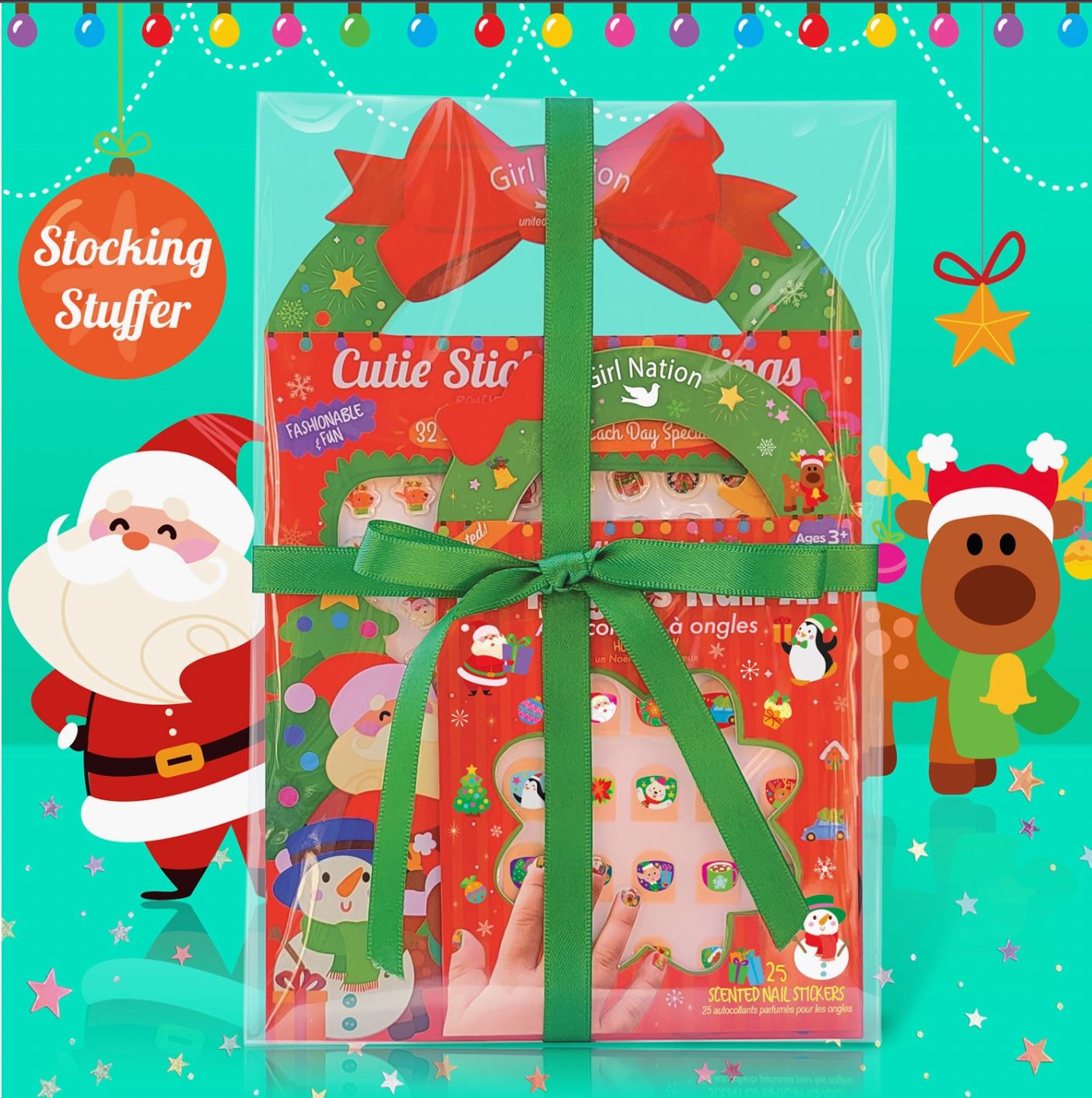 Holiday Stick-On Earring and Nail Sticker Gift Set girl nation 