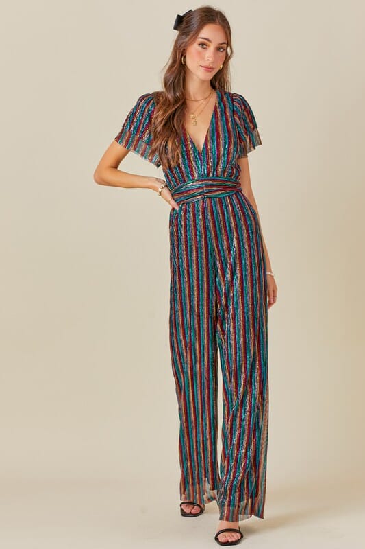 Holiday Striped Lurex Jumpsuit day + moon 