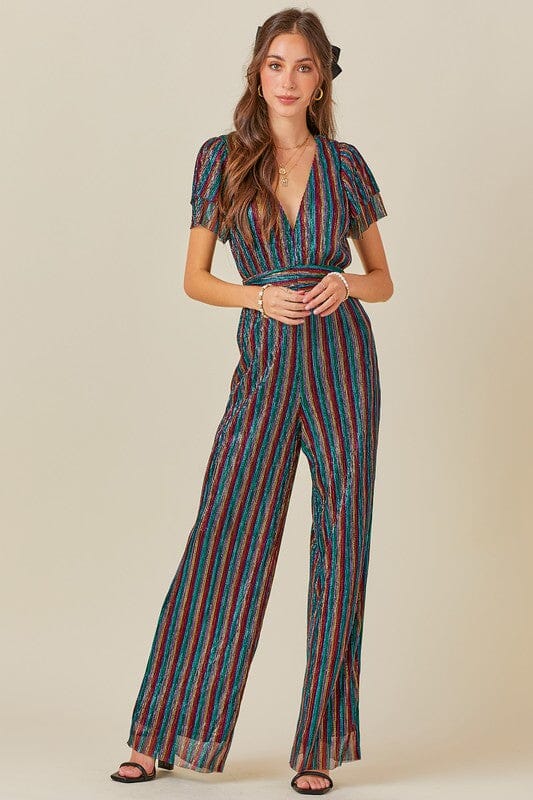 Holiday Striped Lurex Jumpsuit day + moon 