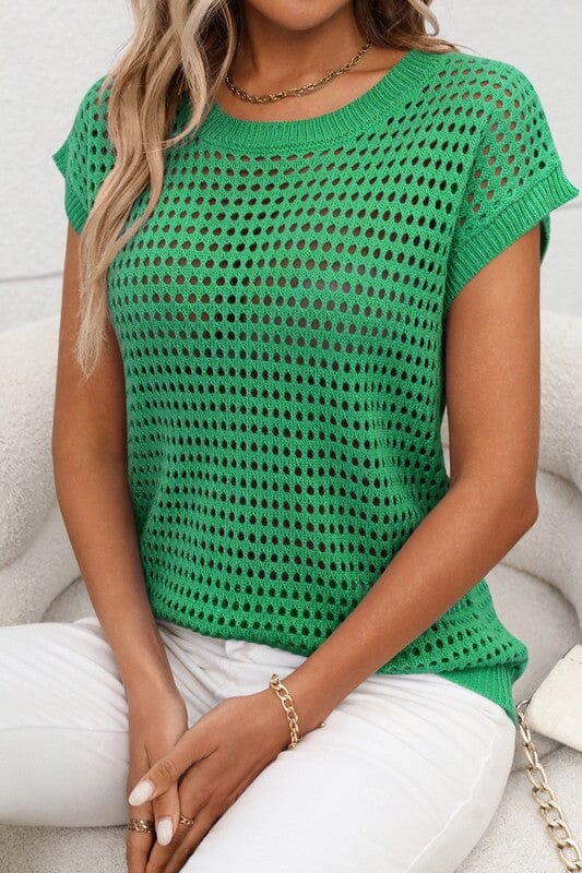 Hollow Out Crochet Top Asia Direct small Green 