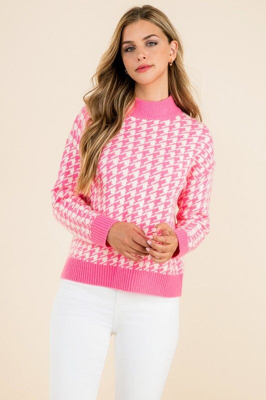 Houndstooth Mock Neck Sweater THML 