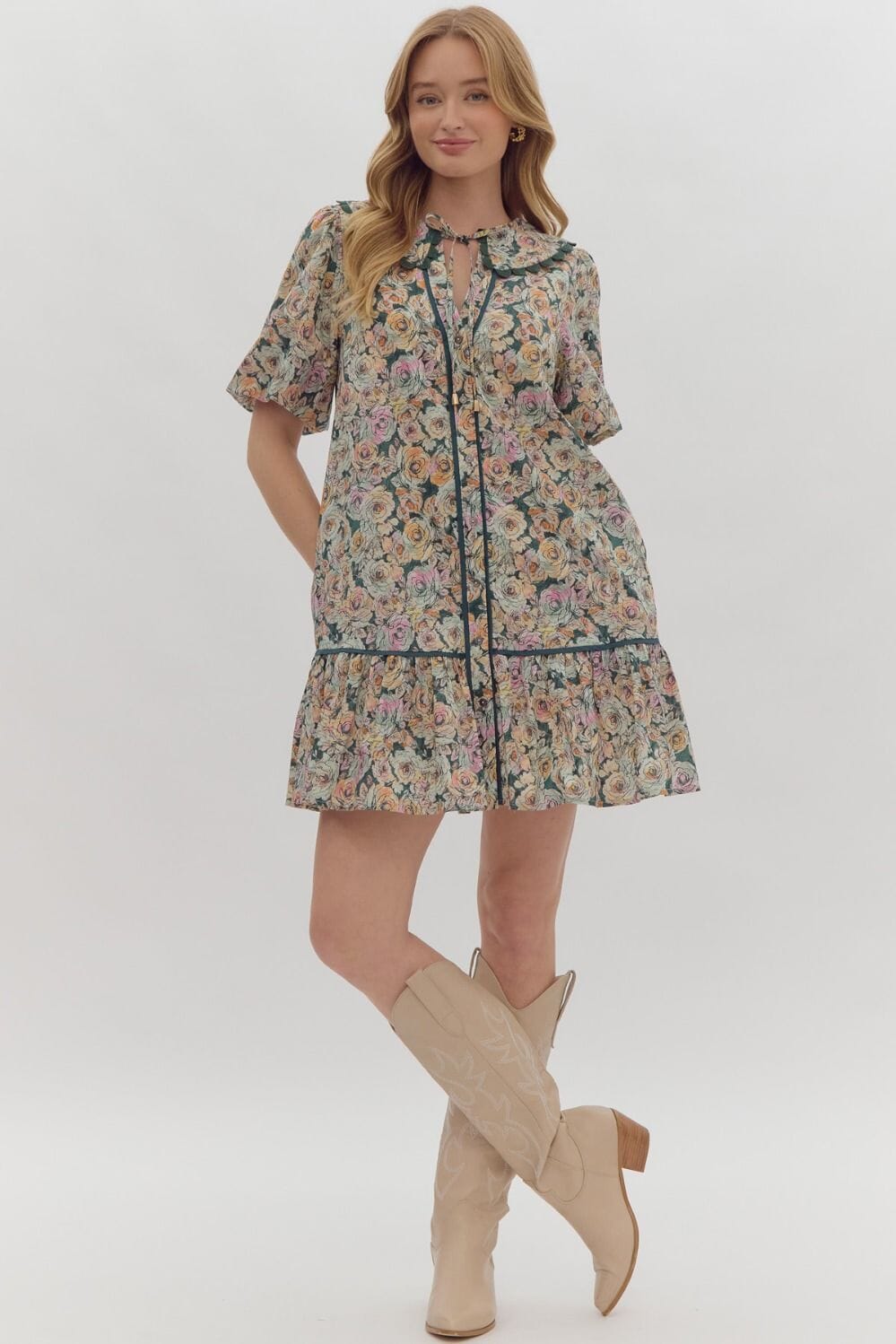 Hunter Floral Collared Dress Entro 