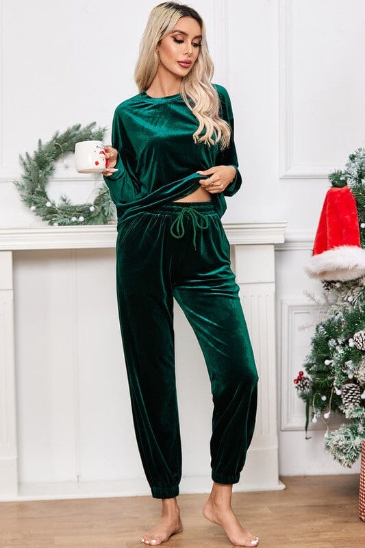 Hunter Green Velvet Jogger Set Kentce 