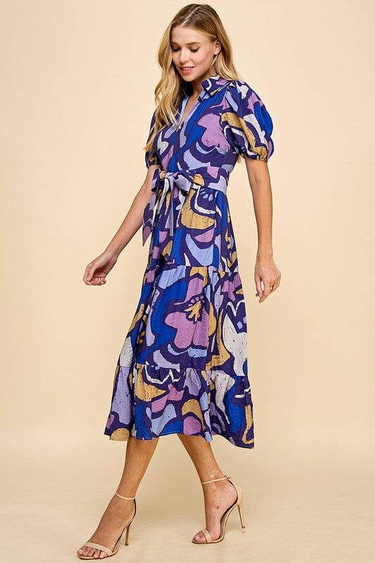 Indigo Abstract Floral Midi TCEC 