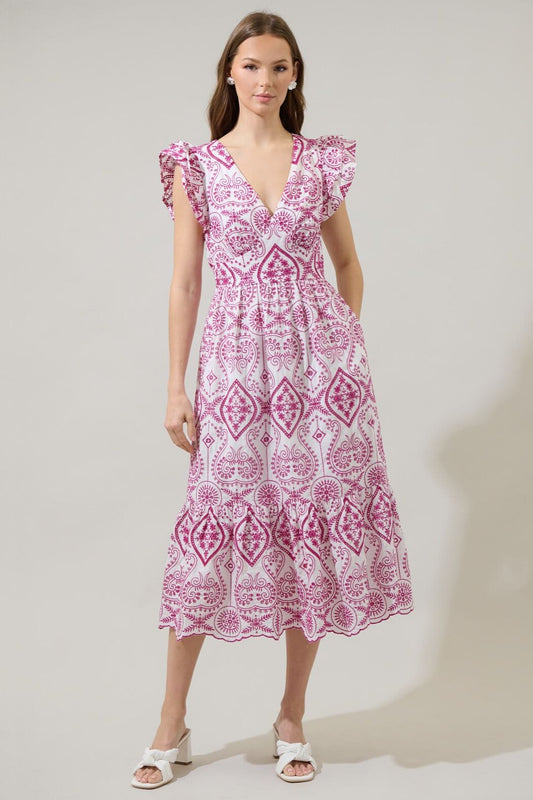 Ines Eyelet Midi Dress Sugarlips 