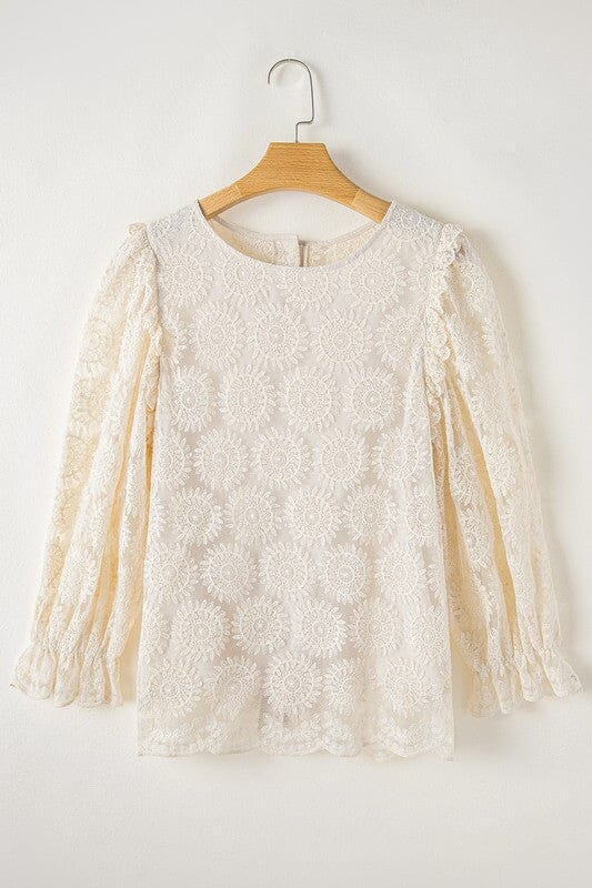 Ivory Flower Jacquard Button Down Top Kentce 