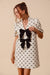 Jacquard Ribbon Print Dress with Bows So Me 