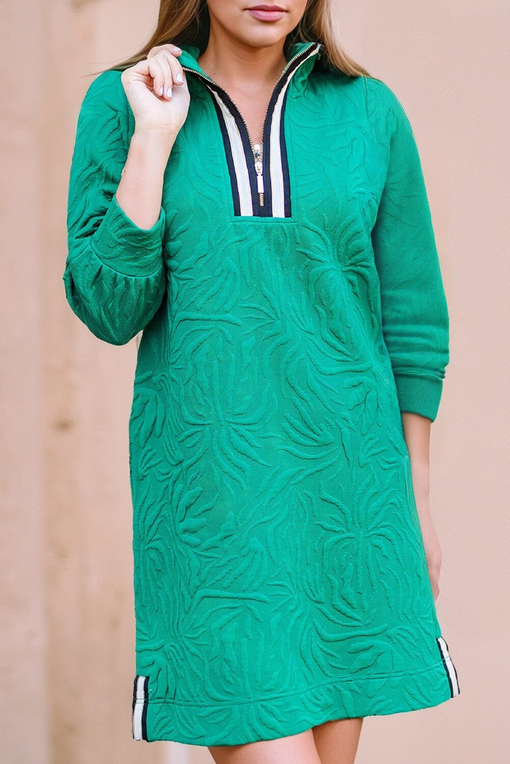 Jacquard Trim Zipper Dress shewin 