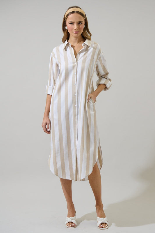Jordy Striped Shirt Midi Dress sugarlips 
