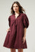 Julissa Split Neck Babydoll Dress Merlot Sugarlips 