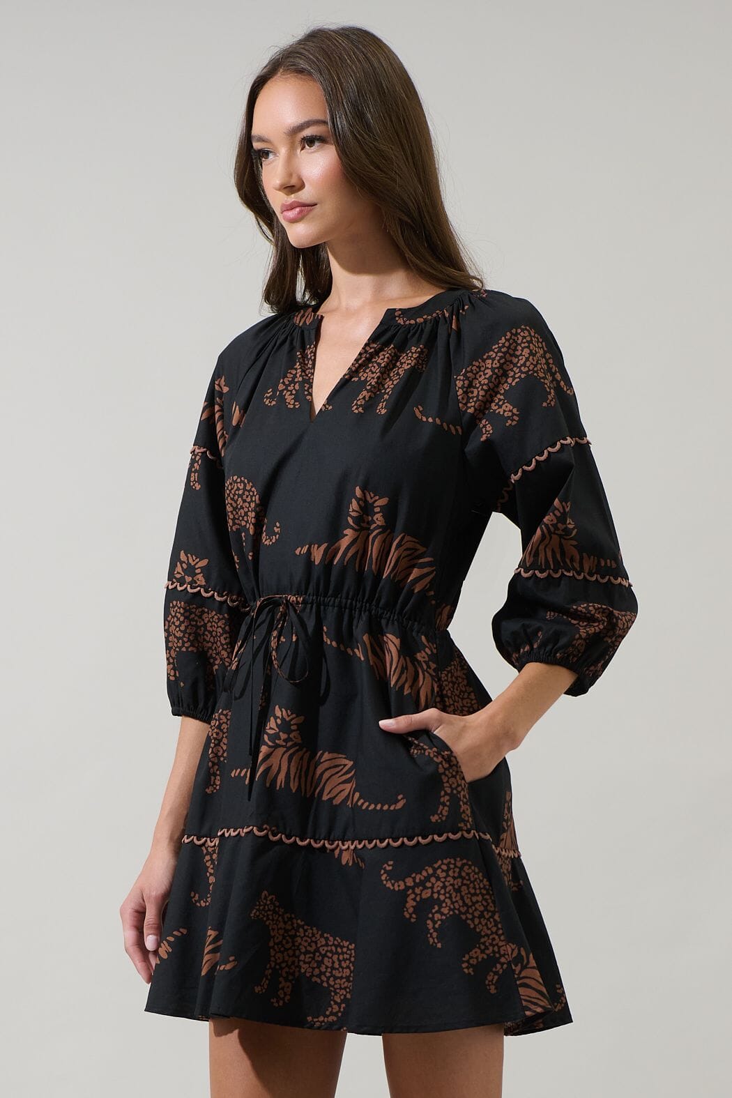 Jungle Cat Split Neck Dress Sugarlips 