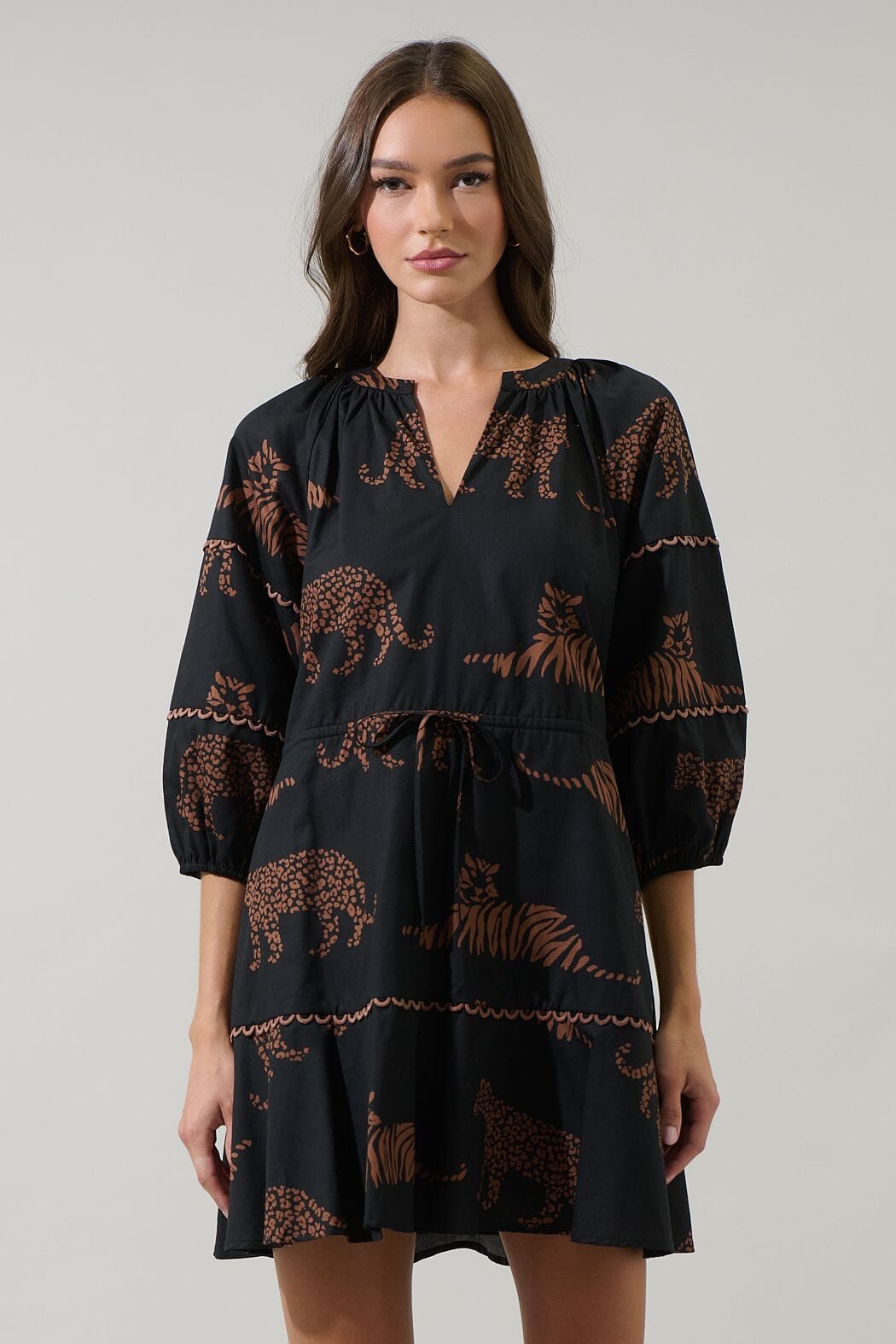 Jungle Cat Split Neck Dress Sugarlips 
