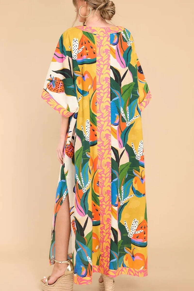 Jungle Foliage V-Neck Maxi Dress Mayah Overseas 