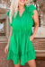 Kelly Green Flutter Sleeve Dress Shewin 