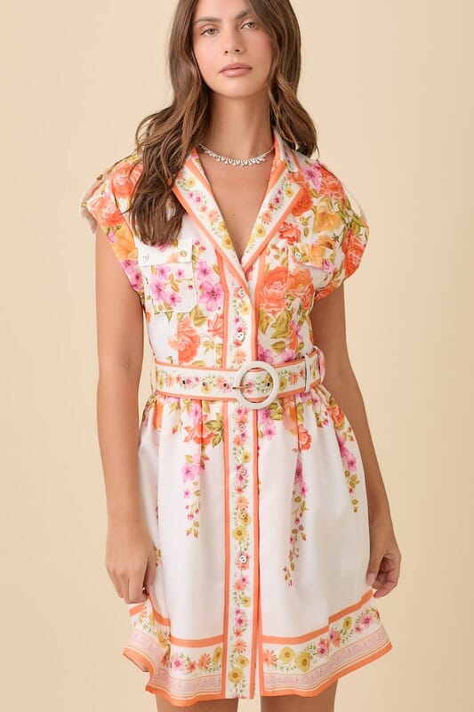 Lapel Button Down Floral Dress Main Strip 
