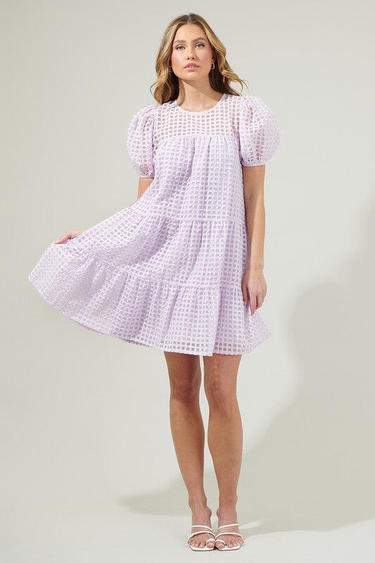 Lavender Tiered Organza Check Midi Sugarlips 