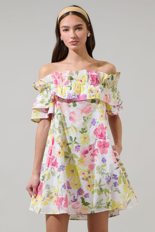 Leonie Floral Off-the-Shoulder Dress Sugarlips 